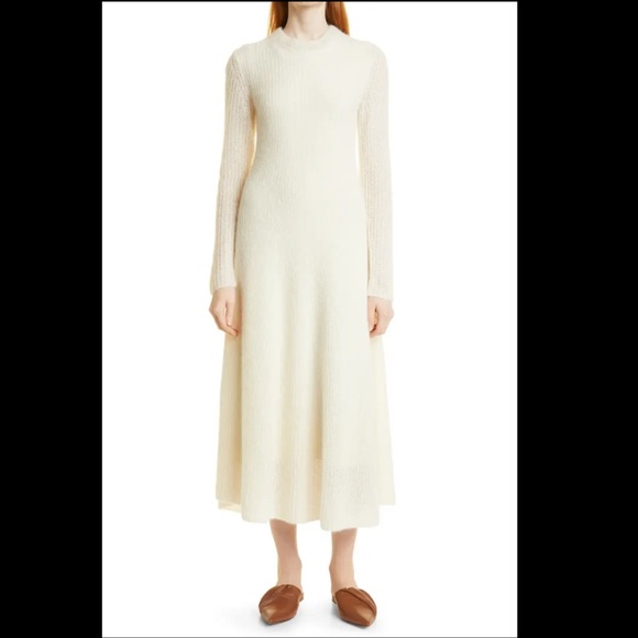 Vince Dresses & Skirts - Vince Long Sleeve Rib Alpaca & Merino Wool Blend Sweater Dress L
